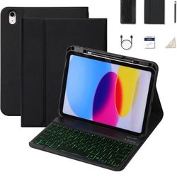 iPad 10th Generation Case with Keyboard,7 Color Backlit