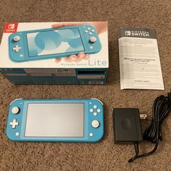 Nintendo Switch Lite Turquoise with Charger & Original Box