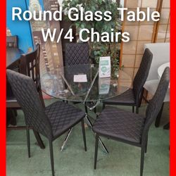 💥 5pcs Round Glass Table Set