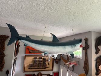 Awesome Giant Fiberglass Hanging Shark Approx 7FT Long