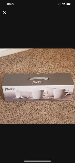 4 White Ceramic Mugs