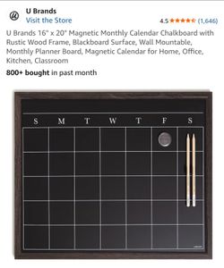 NEW U Brands 16" x 20" Magnetic Calendar Chalkboard (contact info removed)