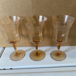3 Vintage Glasses Wine Water Drinking ALL FOR 