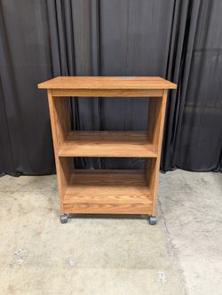 Rolling Three-Tier Utility Cart in Oak-Tone Wood Grain