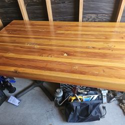 Heavy Wooden Table With Metal Legs