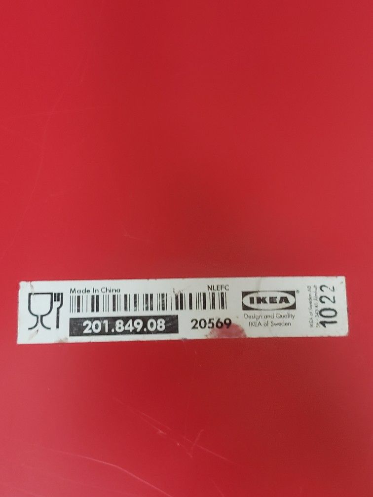Red Ikea Oval Handled Metal Tray