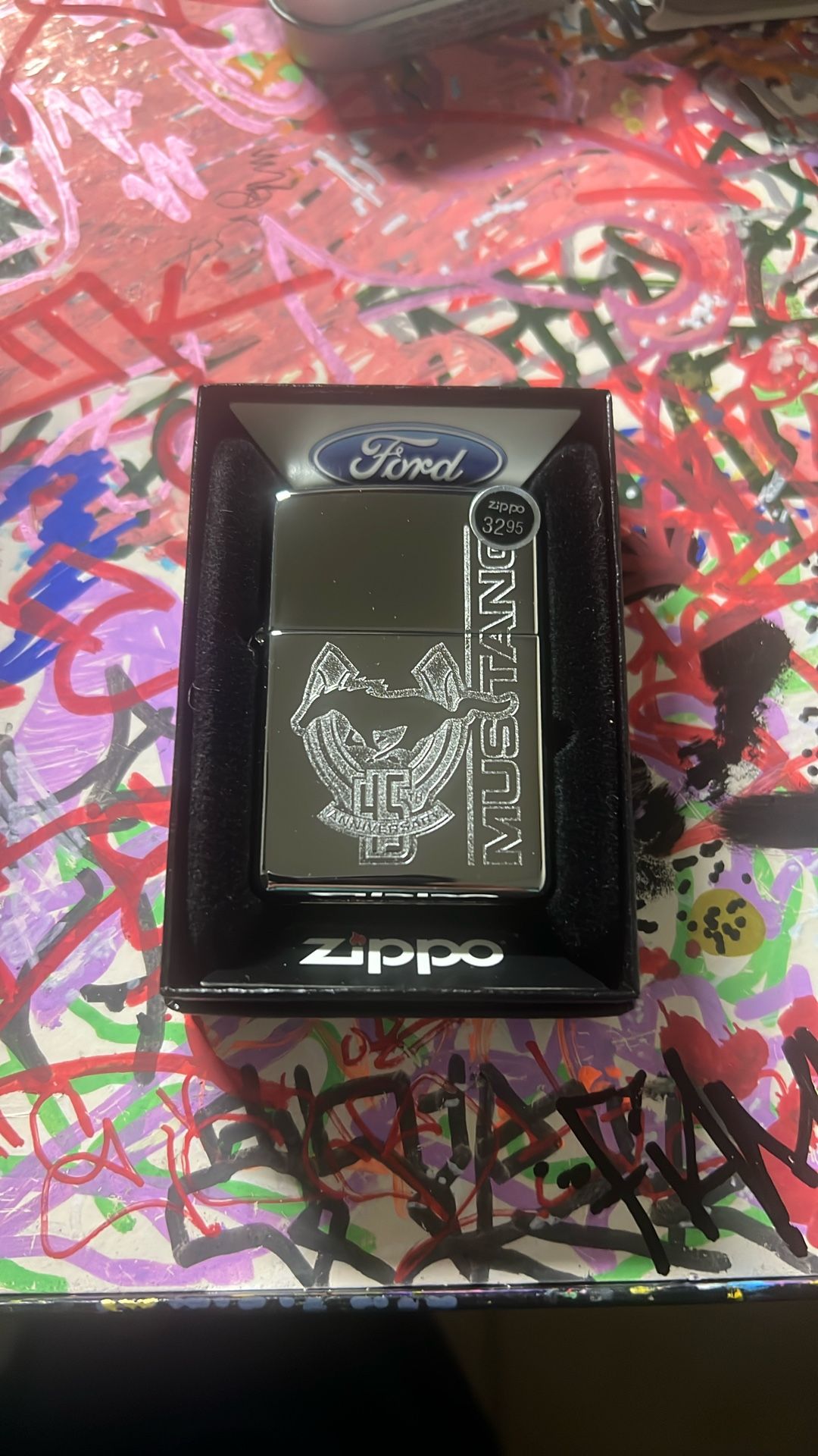 Zippo Lighter - Ford Motor Company - Mustang 45th Anniversary - Engraved Never Fired New In Box
