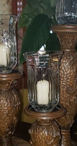 Set of 3 Wood Candle Holder