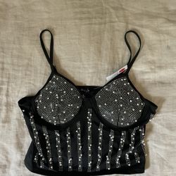 Women’s Pearl/Rhinestone Cropped Tank