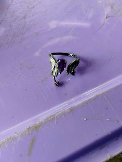 Silver Wing Ring with Purple Stones