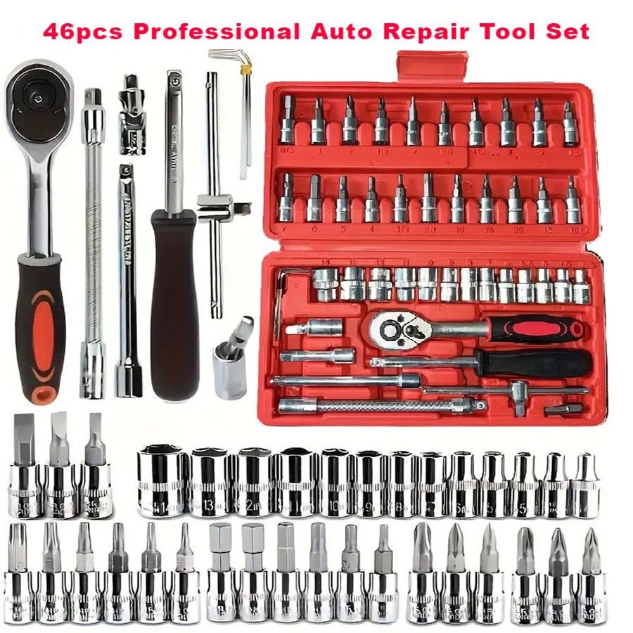 46pcs Professional Auto Repair Tool Set – Car, Bike & Motorcycle Maintenance Kit