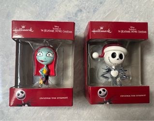 Hallmark Disney "The Nightmare Before Christmas" Jack and Sally Set of Tree Ornaments Sealed