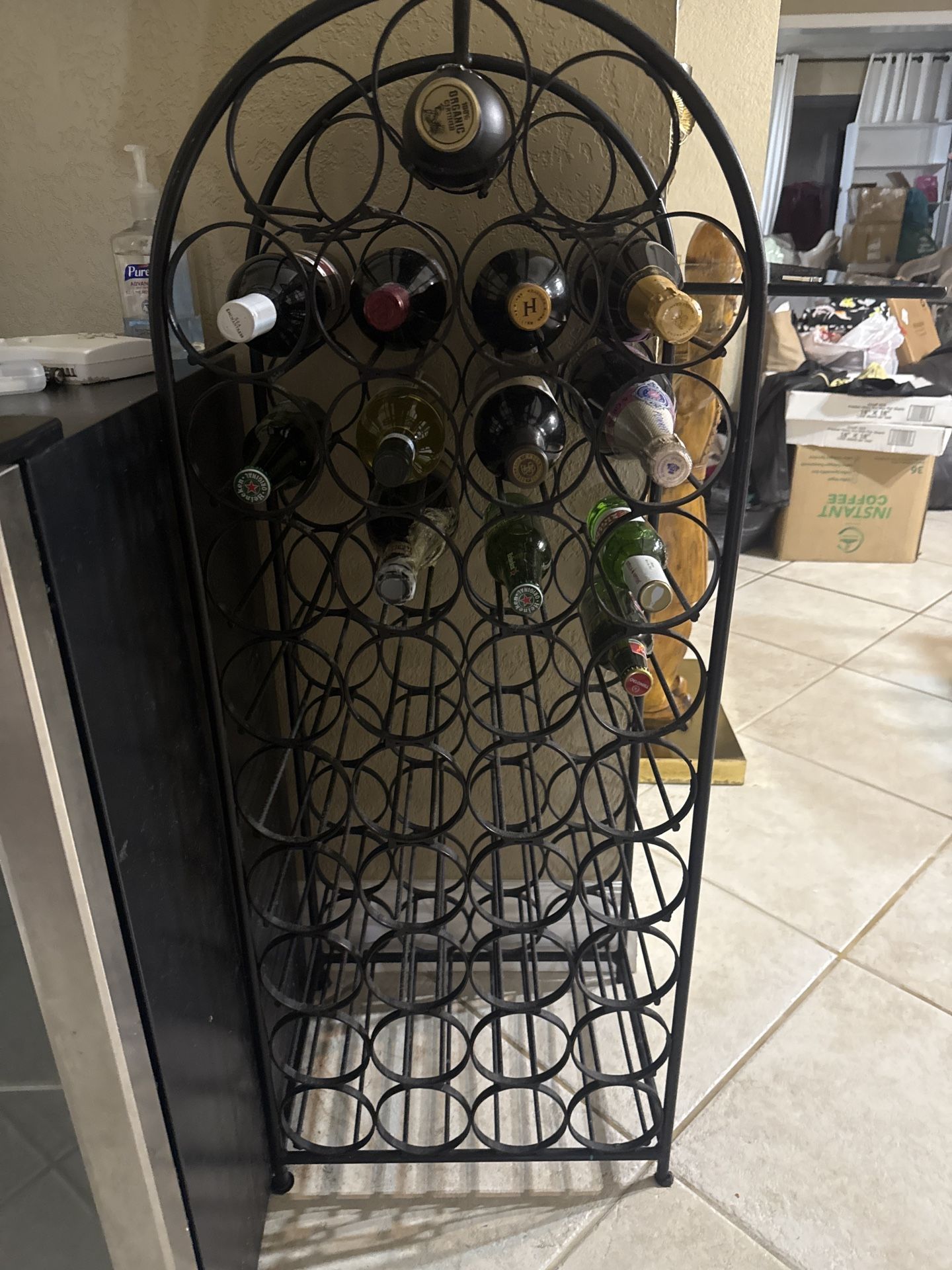 Black Metal Wine Rack – Holds 30+Bottles