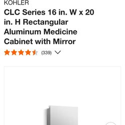 KOHLER CLC Series 16 in. W x 20 in. H Rectangular Aluminum Medicine Cabinet with Mirror