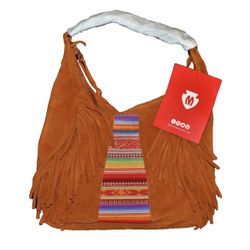Minnetonka Suede Fringe Boho Style Purse Bag Brown Leather NWT