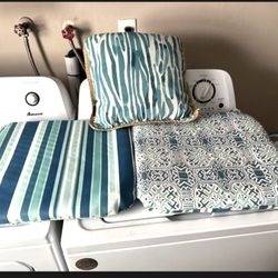 Last Chance Pair of reversible like new patio cushions with matching pillow