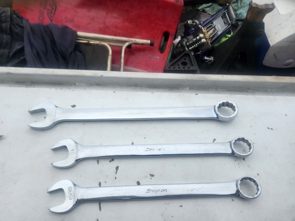 Snap On Chrome 1 1/8" 1" And 15/16 Wrenches