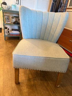 Light Blue Channel Back Accent Chair