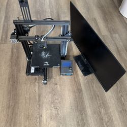 Hp Monitor And Ender 3 3D Printer 