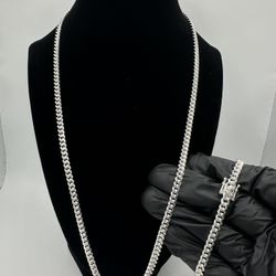 Cuban Chain + Cuban  Bracelet Bundle – 4mm Solid 925 Sterling Silver