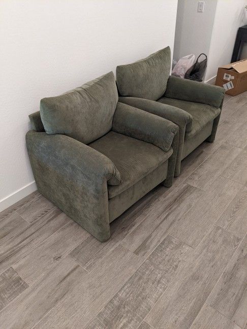 2 Chenille Oversized Armchair-Modern Large Chair & Single Sofa Lounge, 34'' Wide