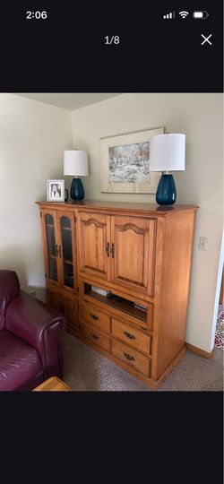 Wood Entertainment Center Cabinet with Drawers