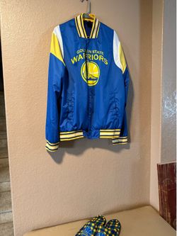 LOT OF 2 - NBA Golden State Warriors Set - Blue Yellow Varsity Jacket and House Shoes