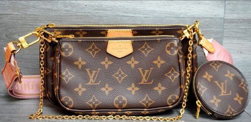 Louis Vuitton Monogram Multi Pochette Crossbody Bag Pink Strap Canvas