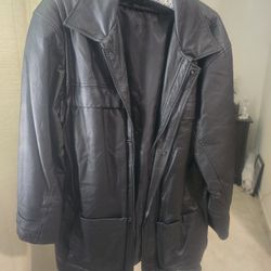 Mens leather jacket  Medium 34" long