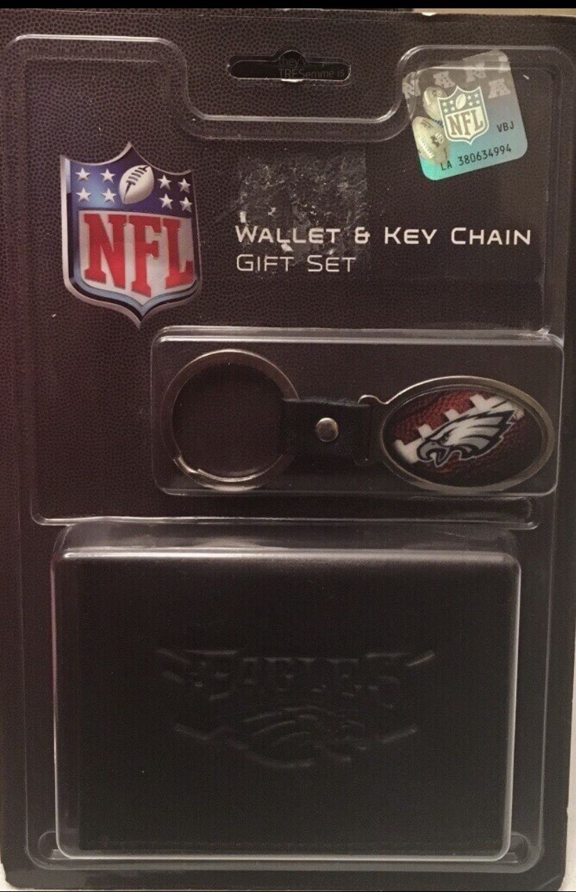 Nfl philadelphia eagles wallet and key chain gift set
