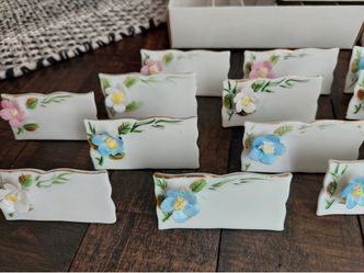 Porcelain Floral Place Card Holders Set