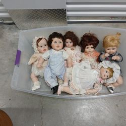Vintage PORCELAIN  DOLLs