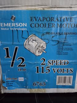 EVAP Cooler Motor Emerson Motors 6765 1/2HP 112V 1725/1140 TWO SPD  Factory New, Original Equipment OEM 
