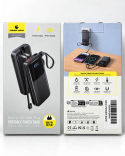 Power-Safe Portable Power Bank with Built-In AC Plug