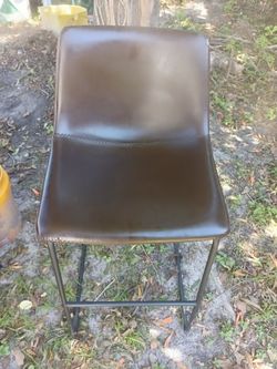 brown leather barstool