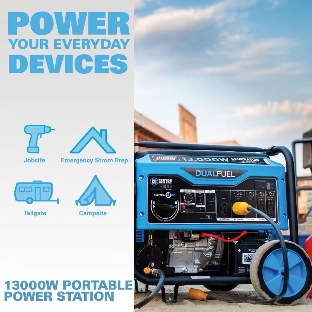Pulsar PG13000BRCO 13000 Watt Dual Fuel Portable Generator