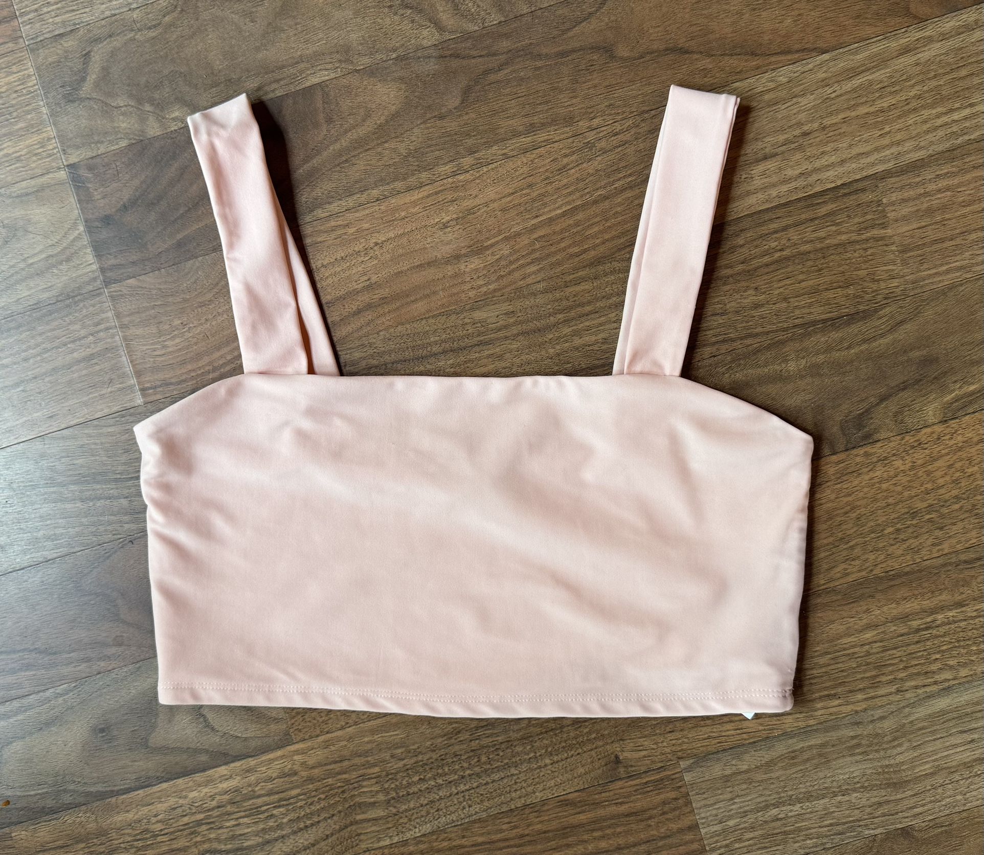 Forever 21 Peach Sleeveless Croptop Cami Large Stretch Bodycon Cropped Tank Top
