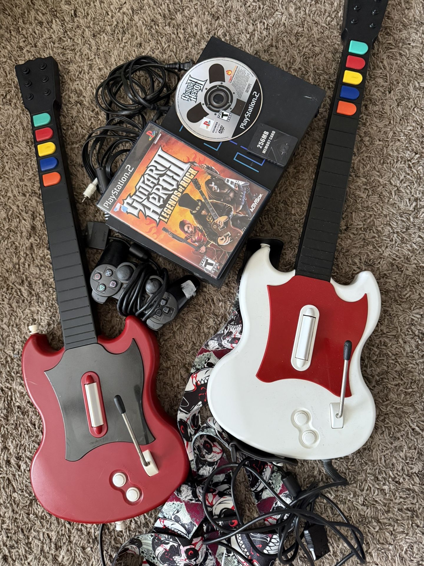 Guitar Hero PS2 Fat Bundle with (2 Games, 2 Guitars, Memory Card, Controller)
