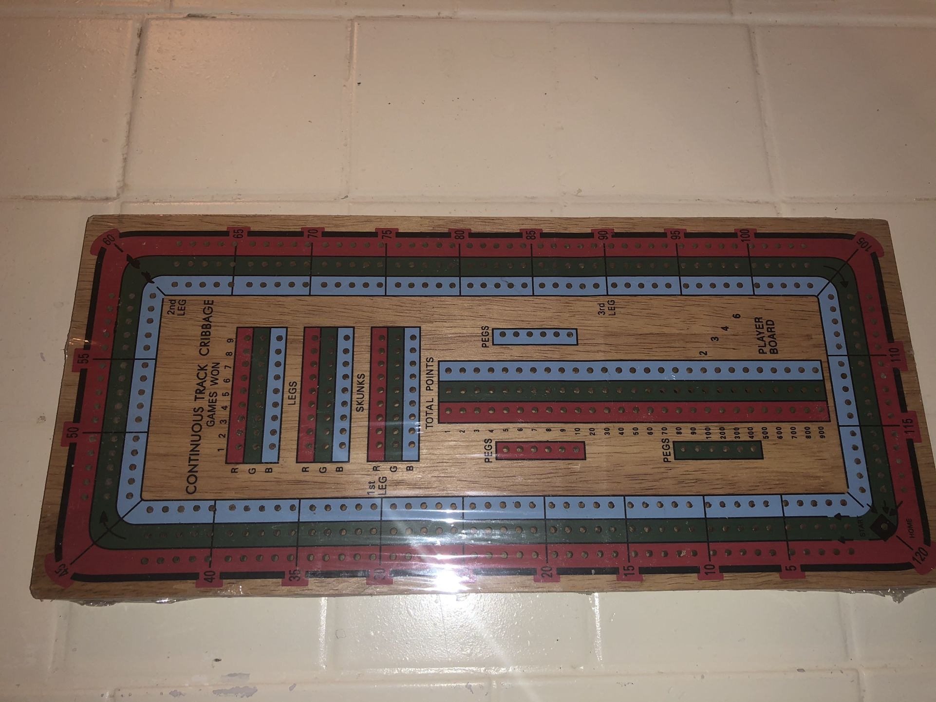 New Large Three Track Color Cribbage Board Game