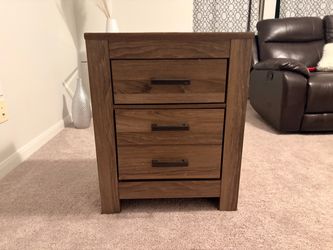 Brown Wood Nightstand with Drawers