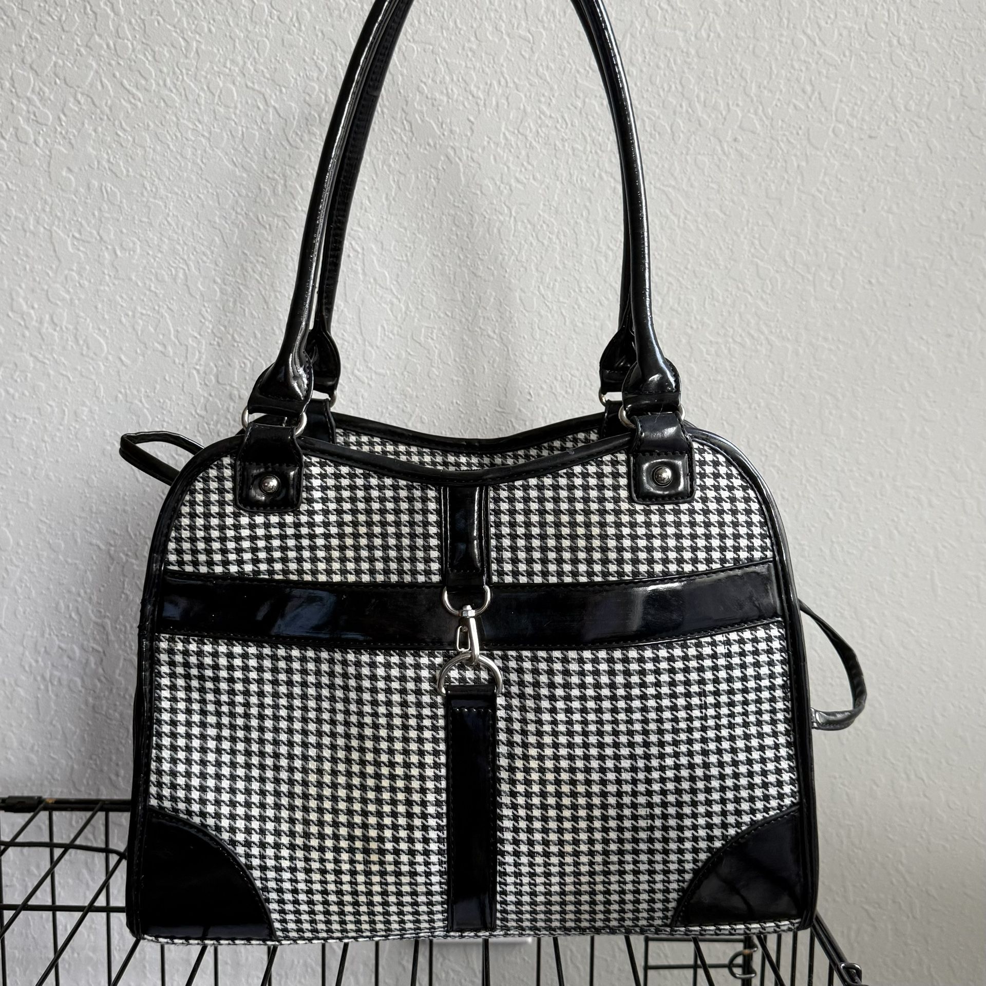 Anima Houndstooth Print Travel Vet Shoulder Bag Soft Carrier Tote For Dog Puppy Cat Kitten Animal