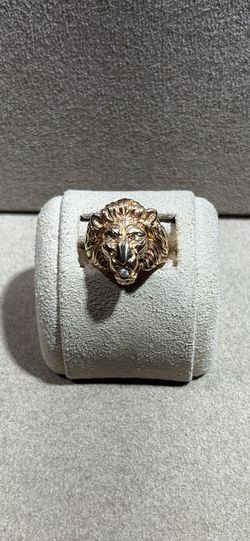 Gold Lion Head Ring 