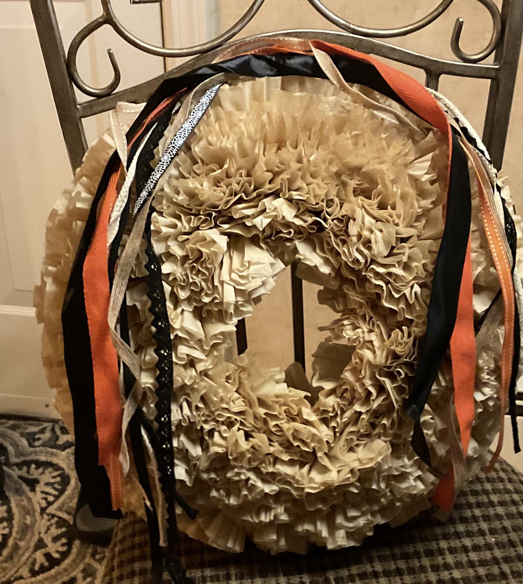 Brand New Cream Wreath With Ribbon