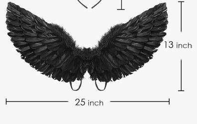 Black Feather Angel Wings Costume Accessory
