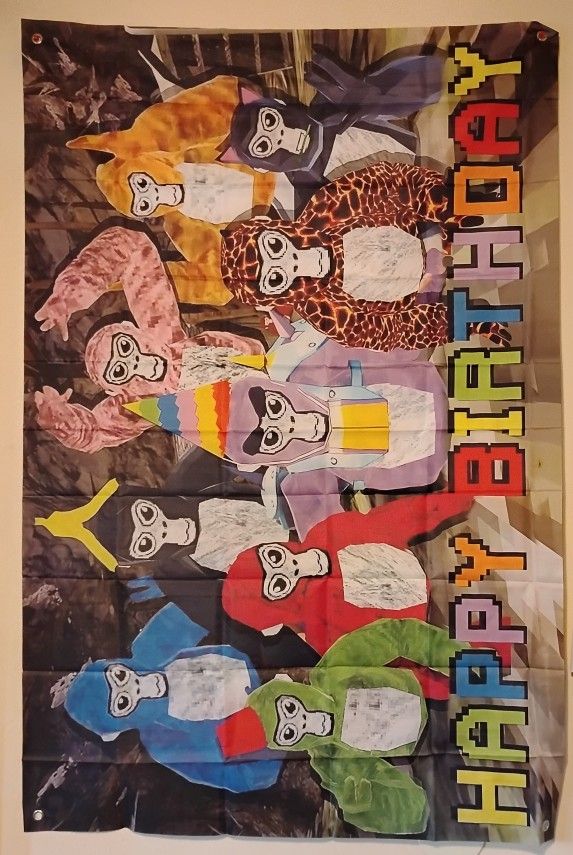 Gorilla Tag Happy Birthday Banner 3 x 5 Ft NEW