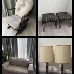 Furniture  For Sale Love Seat Ottomans Mirror Lamps