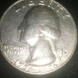 1976 Bicentennial Quarter With Filled D Mint Mark ,Circulated 