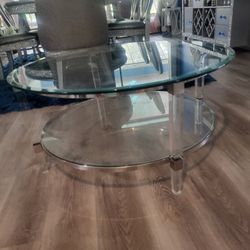 Glass And Acrylic Coffee Table Round Modern Furniture
