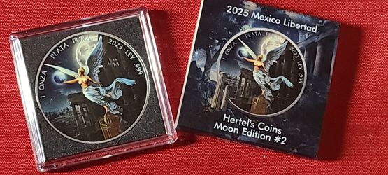 2025 Mexico Libertad Silver Coin In Hertel's coin Moon Edition #2