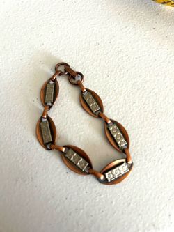 Vintage Copper Bracelet Engraved Etched Link Unique